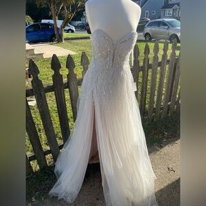 Andrea & Leo Couture Off-White Strapless Gown